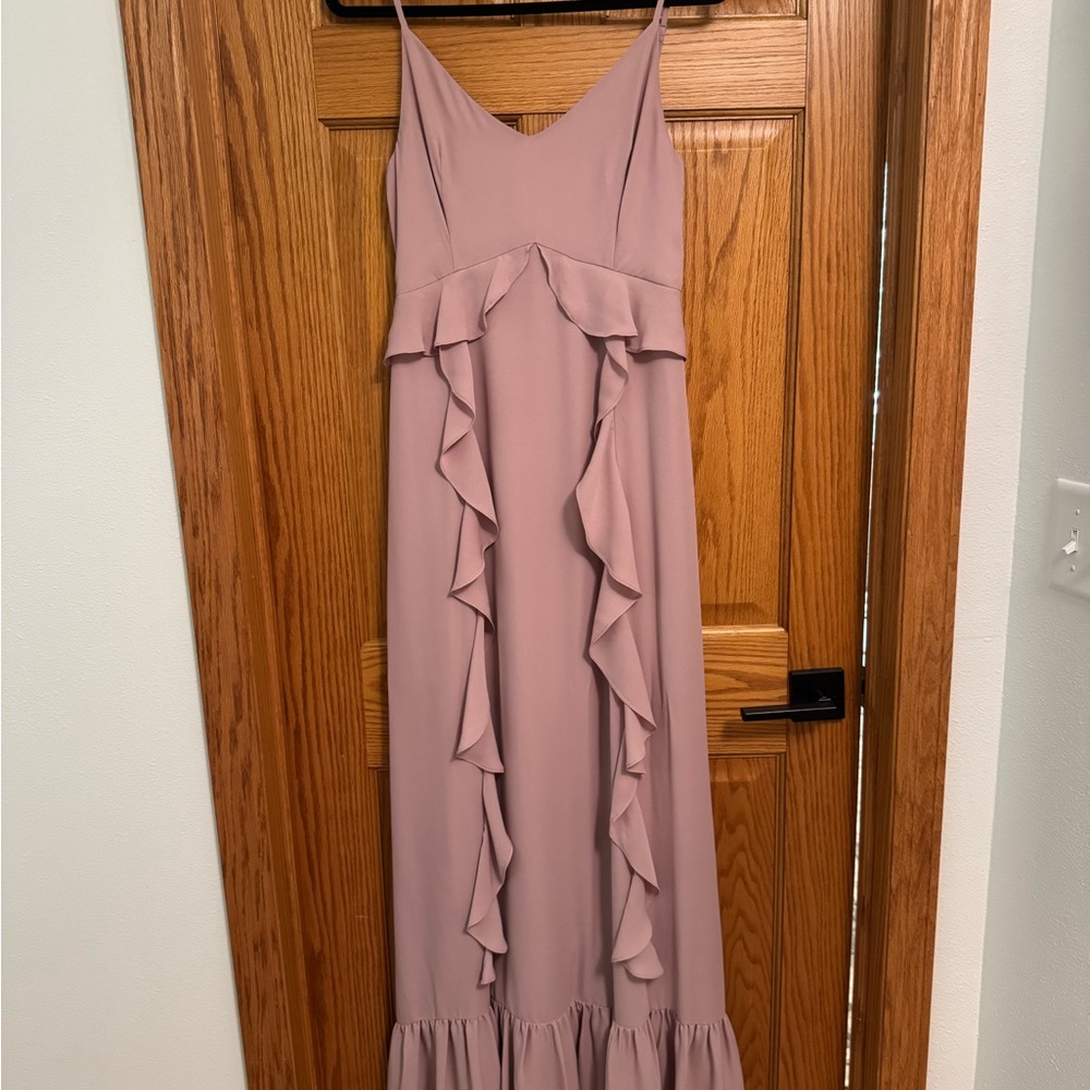 Wayf Mauve Ruffled Maxi Dress